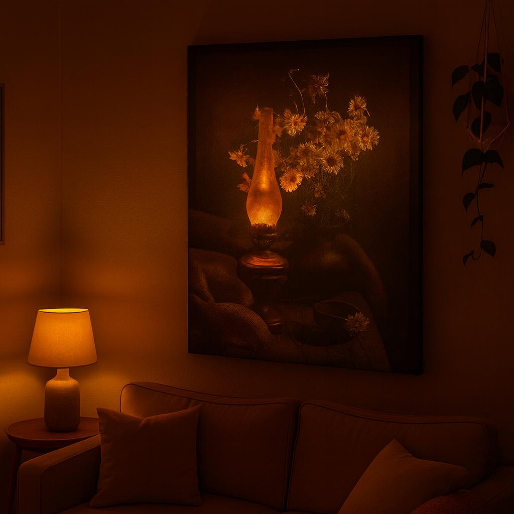 Golden Glow Stillness – Lighted Painting