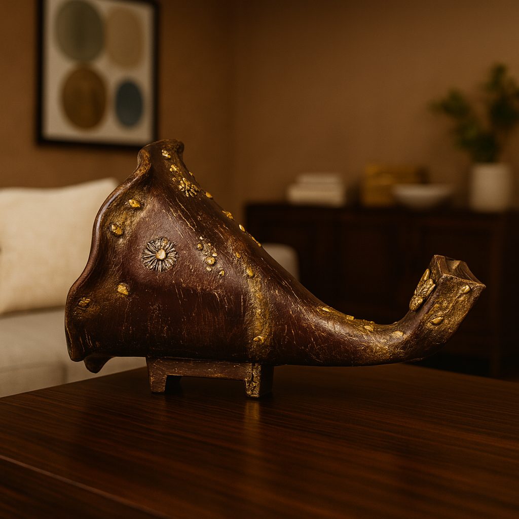 Brown with gold accents Gramophone Speaker