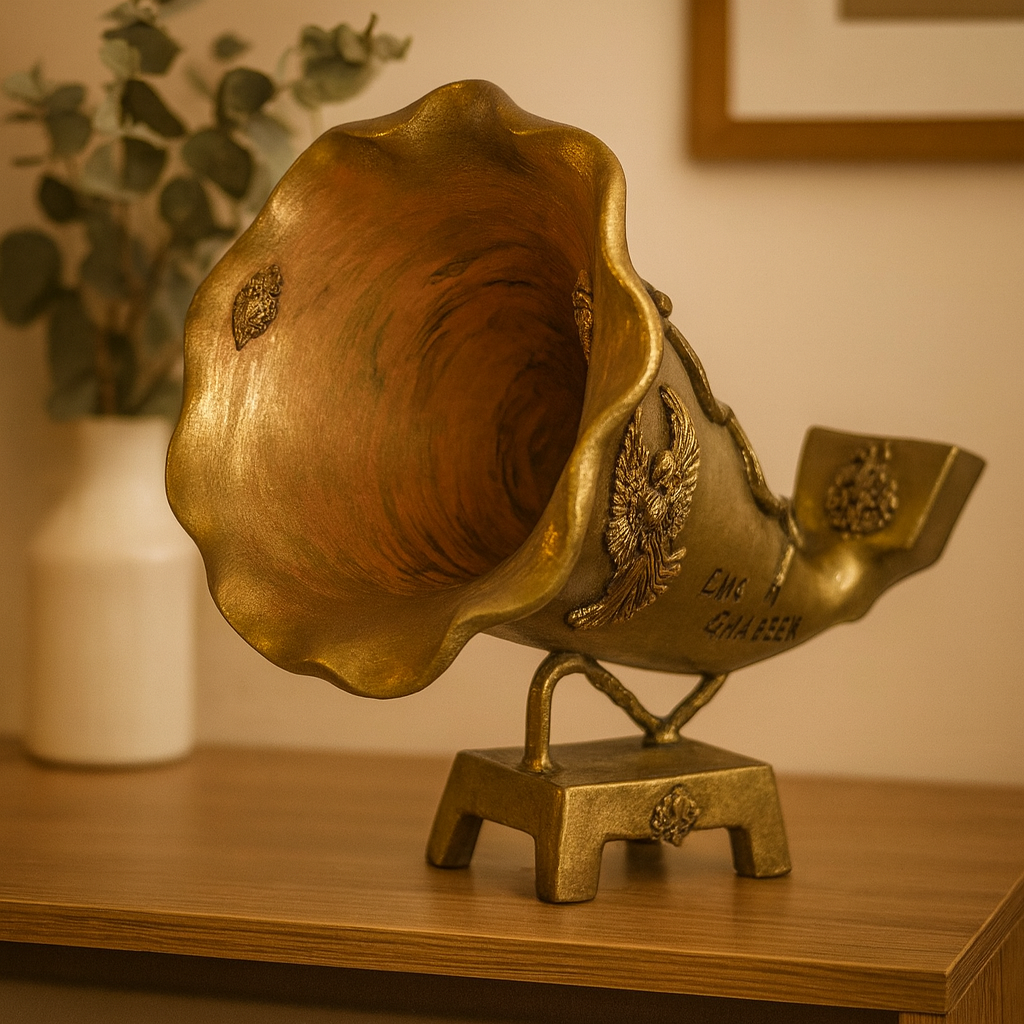 Custom Handmade Gramophone Art – ""Golden Dedication"" Edition
