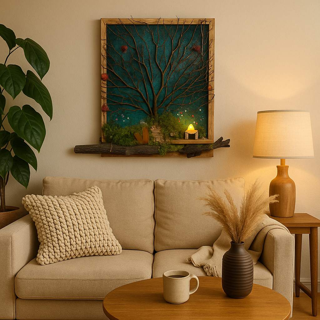 Handmade Incense Wall Art – “Fire Tree” Nature Frame