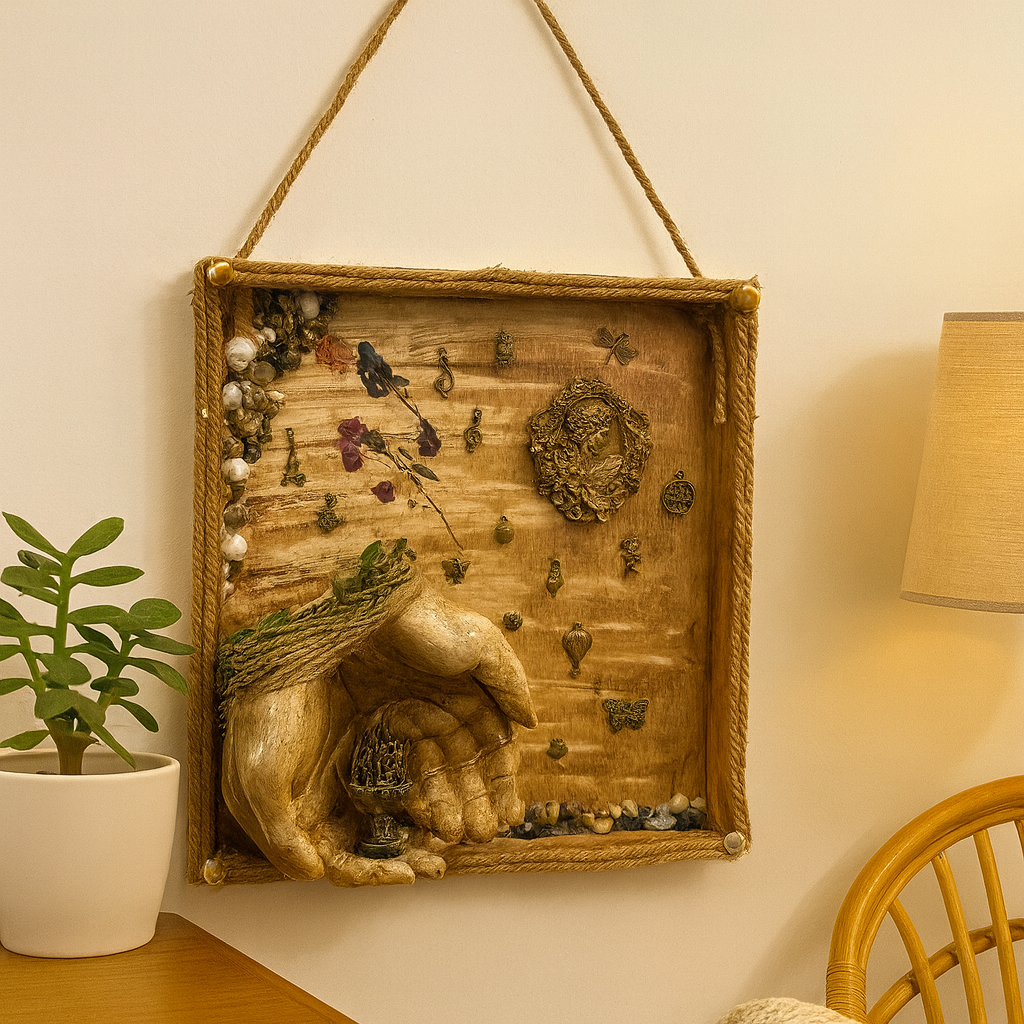 Handmade Incense Wall Art – “Pray for Us” Blessing Hands