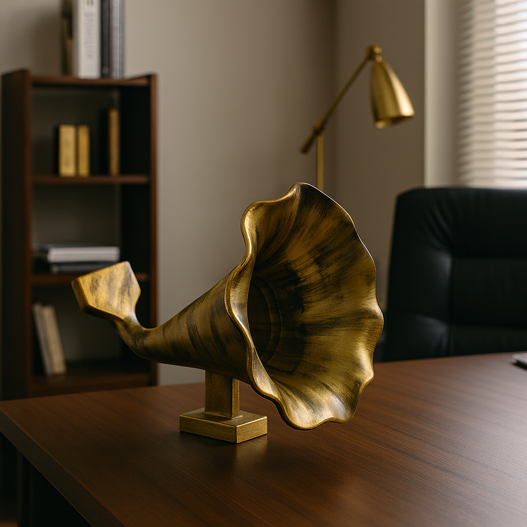 Handmade Gramophone Sculpture – “Classic Brushed Elegance” Edition