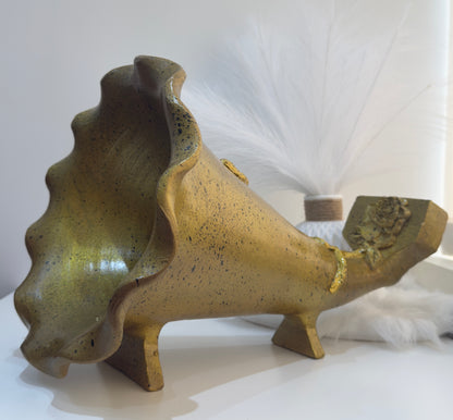 Golden Handmade Gramophone Sculpture – “Royal Bloom” Edition