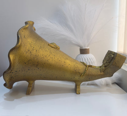 Golden Handmade Gramophone Sculpture – “Royal Bloom” Edition
