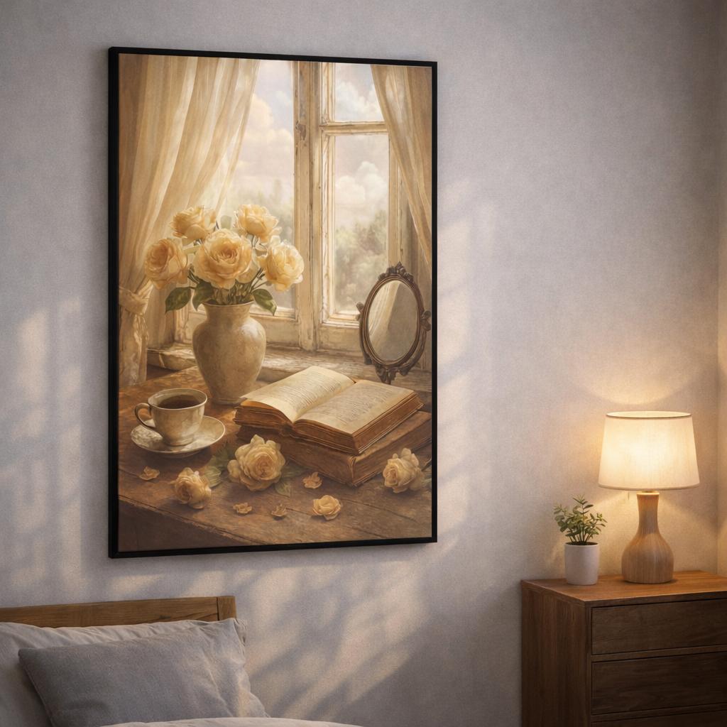 Golden Morning Stillness – Lighted Painting