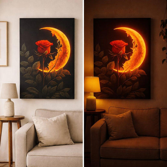 Crimson Moon – Lighted Painting
