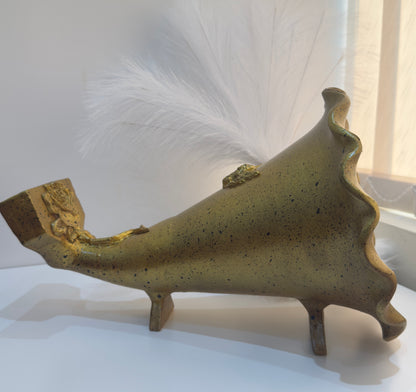 Golden Handmade Gramophone Sculpture – “Royal Bloom” Edition