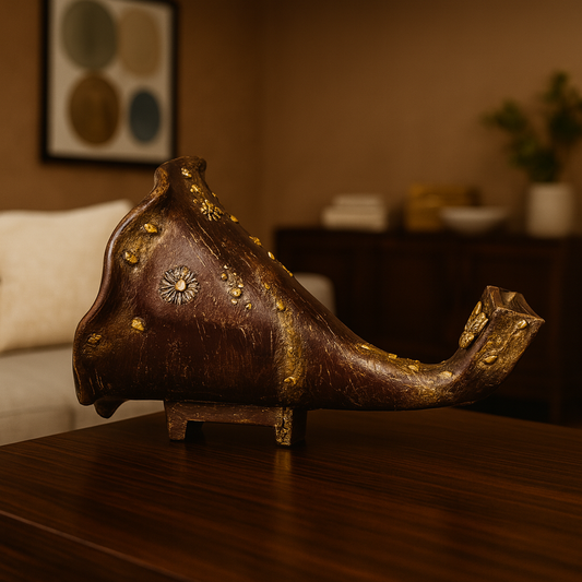 Brown with gold accents Gramophone Speaker
