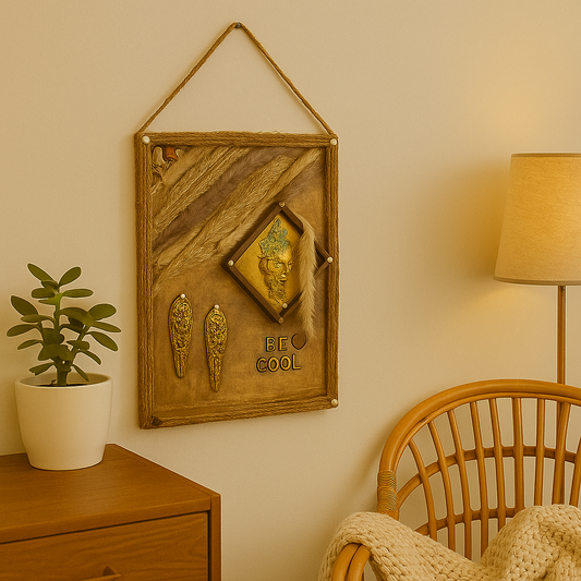 "Handmade Wall Art – “Be Cool” Boho Frame "