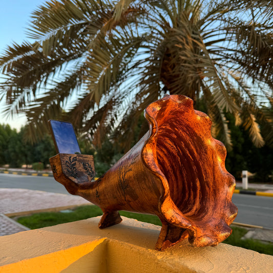 Handmade Gramophone Sculpture – “Rustic Script” Edition