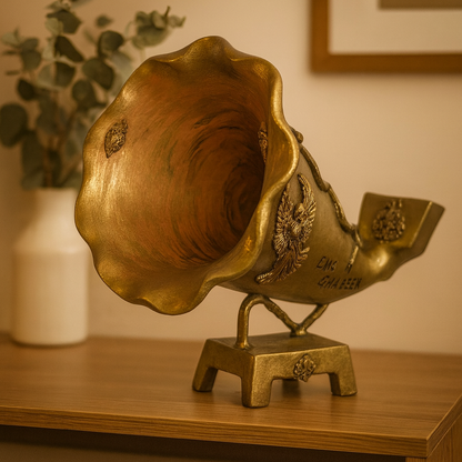 Custom Handmade Gramophone Art – ""Golden Dedication"" Edition