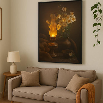 Golden Glow Stillness – Lighted Painting
