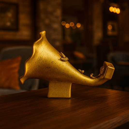 Golden Handmade Gramophone Sculpture – “Royal Bloom” Edition