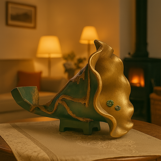 Handmade Gramophone Sculpture – “Emerald Harmony” Edition