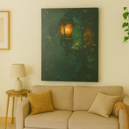 🌙 The Lonely Lamp – Decorative Canvas Art