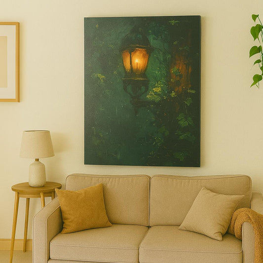 🌙 The Lonely Lamp – Decorative Canvas Art