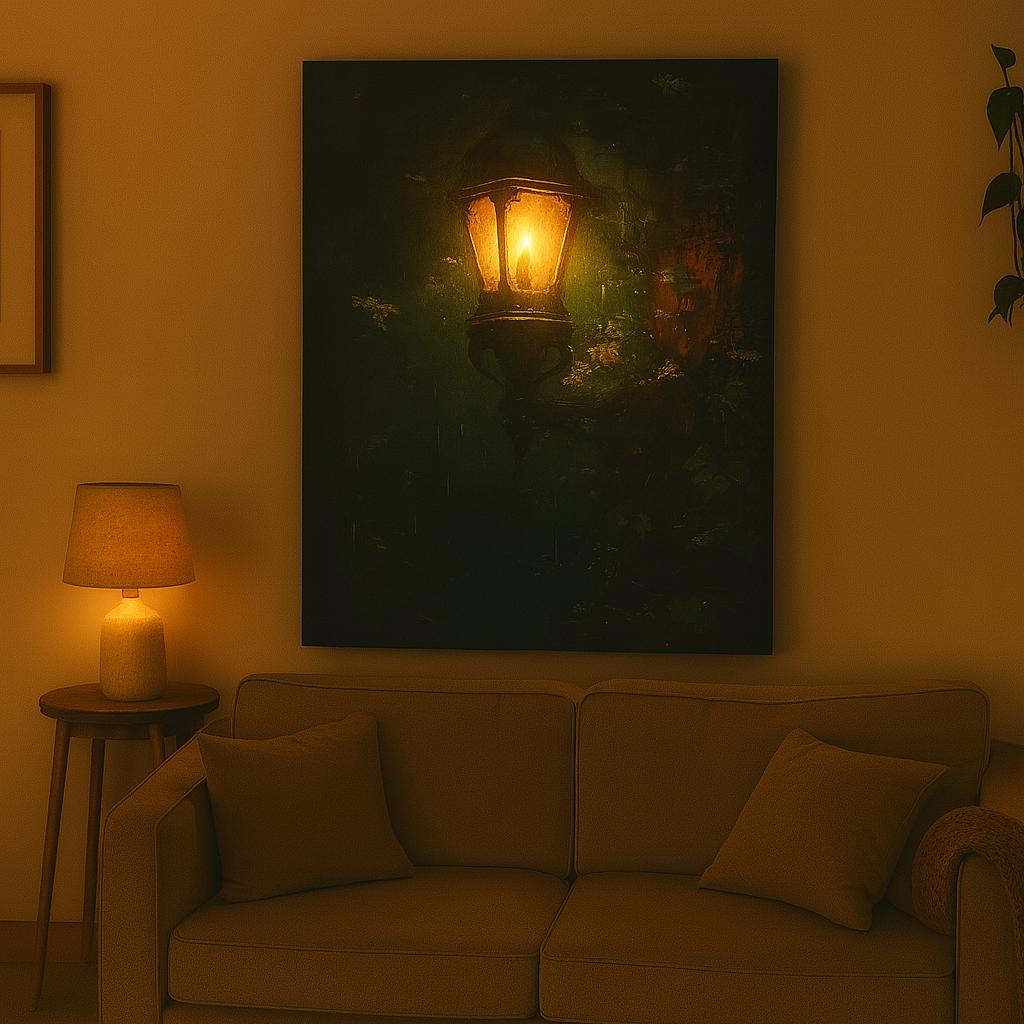 🌙 The Lonely Lamp – Decorative Canvas Art