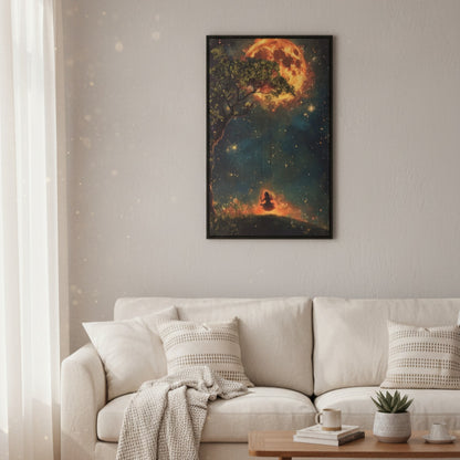 🌕 Sunset Dreams in the Jungle – AI Decorative Canvas Art