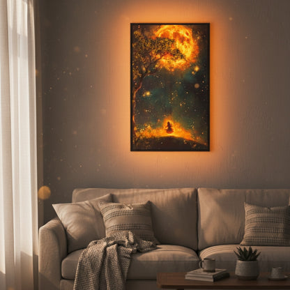 🌕 Sunset Dreams in the Jungle – AI Decorative Canvas Art