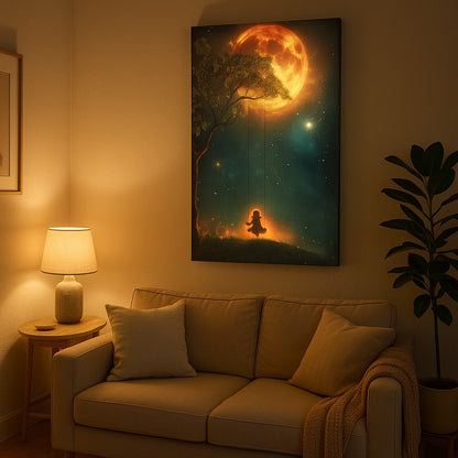🌕 Sunset Dreams in the Jungle – AI Decorative Canvas Art