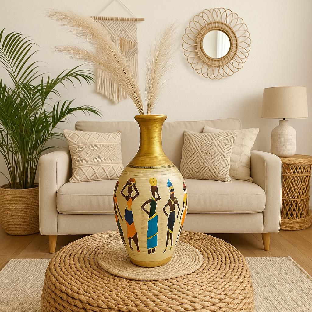 🏺 Grace of the Nile – Egyptian Women Sculpture Vase Canvas Art