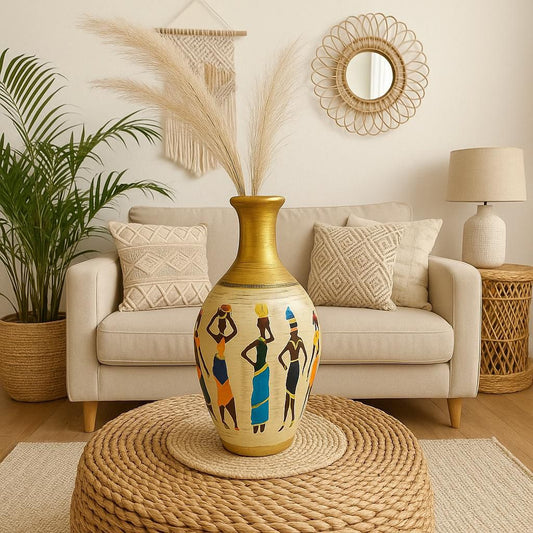 🏺 Grace of the Nile – Egyptian Women Sculpture Vase Canvas Art