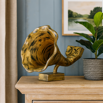 Handmade Gramophone Sculpture – “Rustic Script” Edition